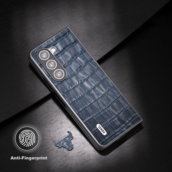 ABEEL Samsung Galaxy Z Fold 5 Cover Krokodilletekstur Blå