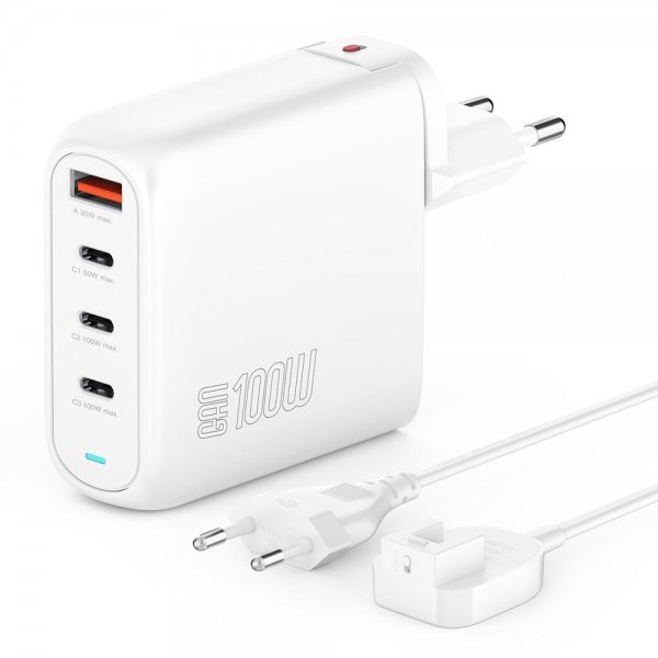 4smarts Skrivebordslader GaN Flex Pro 100W 3 USB-C+1 USB-A