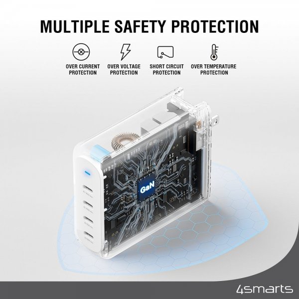 4smarts Skrivebordslader GaN Flex Pro 200W 4 USB-C