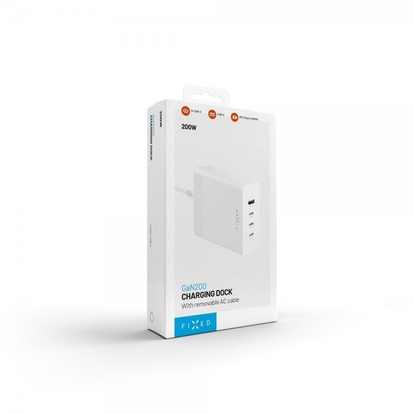 Fast Skrivebordslader GaN200 Charging Dock 3xUSB-C & 1xUSB-A