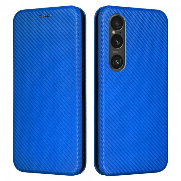 Sony Xperia 1 VI Etui Kulfibertekstur Blå