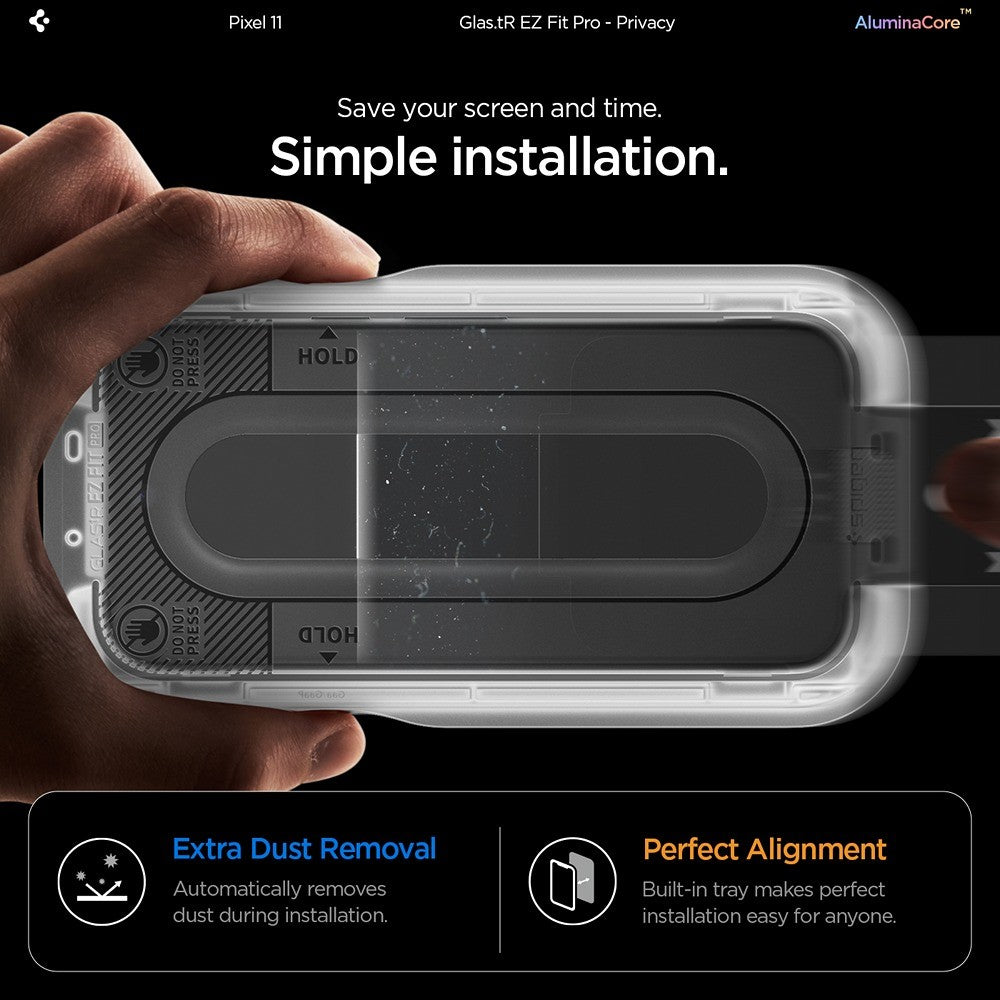 Spigen Google Pixel 10/Google Pixel 11 Skærmbeskytter GLAS.tR EZ Fit Pro Privacy 2-pak