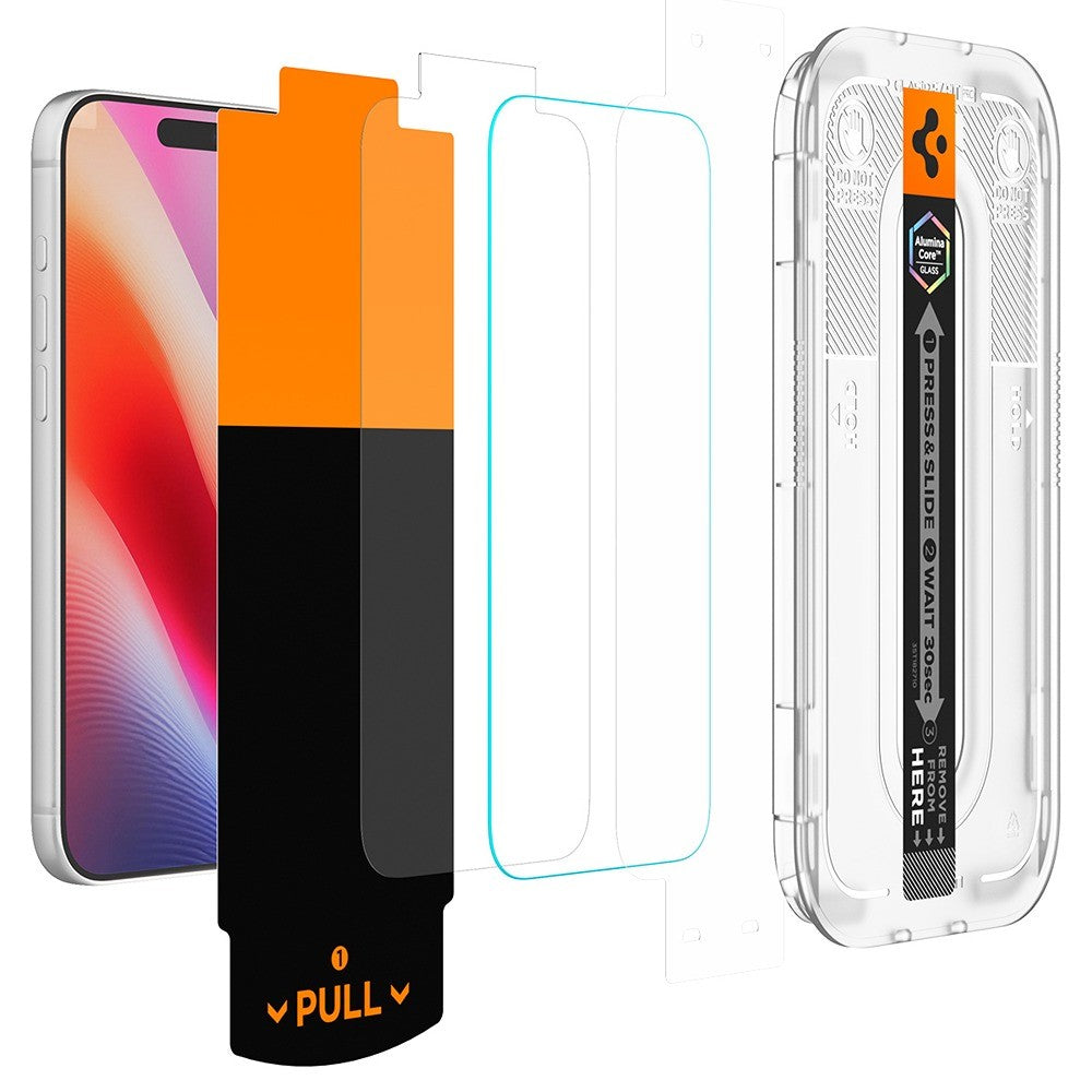 Spigen iPhone 16 Pro/17/17 Pro/18 Pro Skærmbeskytter Glas.tR EZ Fit Pro 2-pak