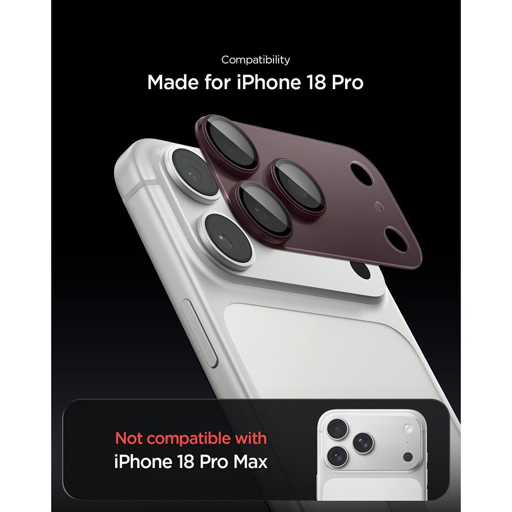 Spigen iPhone 18 Pro Kameralinsebeskytter Glas.tR EZ Fit Optik Pro XL Mørk kirsebær