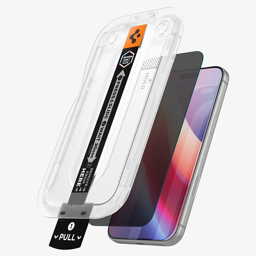 Spigen iPhone 18 Pro Skærmbeskytter Glas.tR EZ Fit Pro Privacy 2-pack