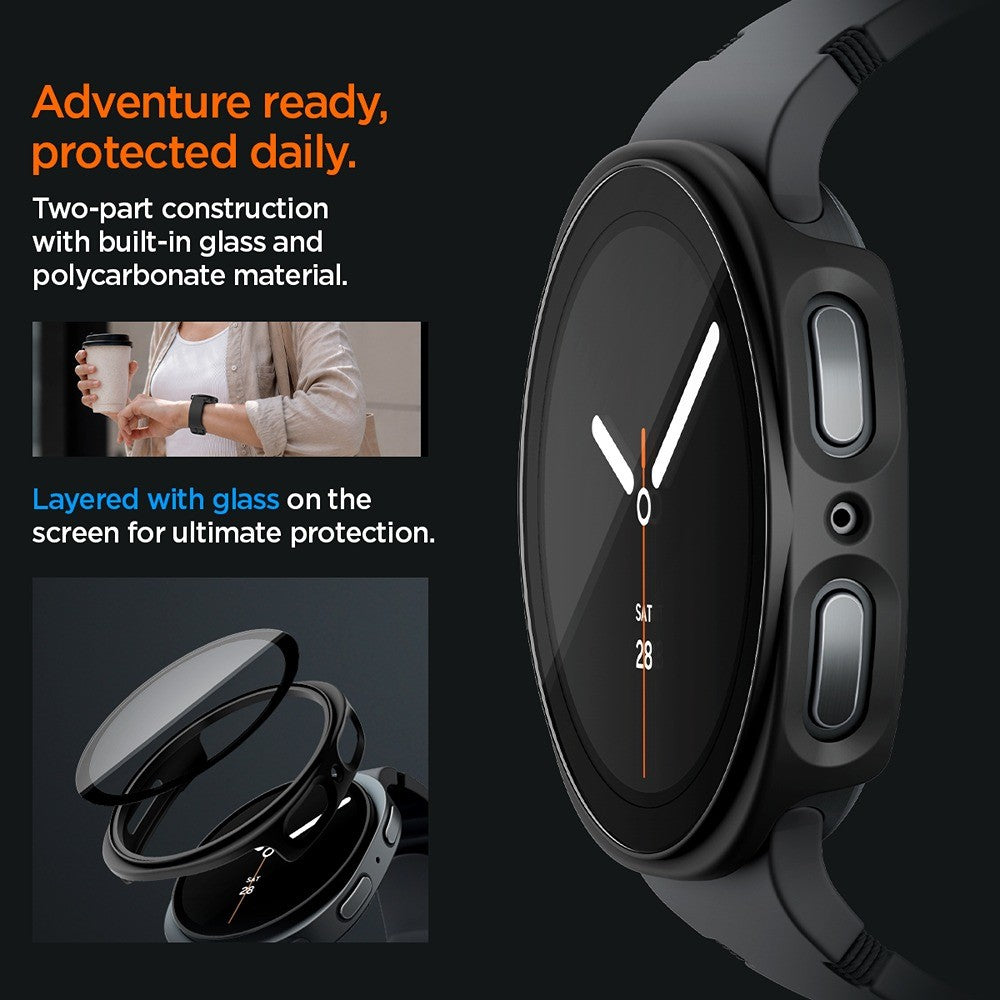 Spigen Samsung Galaxy Watch 8/9 44mm Skal med Skärmskydd Thin Fit 360 Svart
