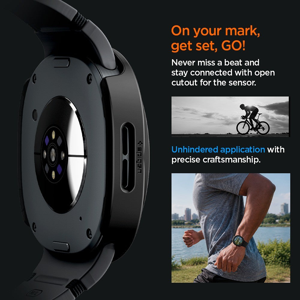 Spigen Samsung Galaxy Watch 8/9 44mm Skal med Skärmskydd Thin Fit 360 Svart