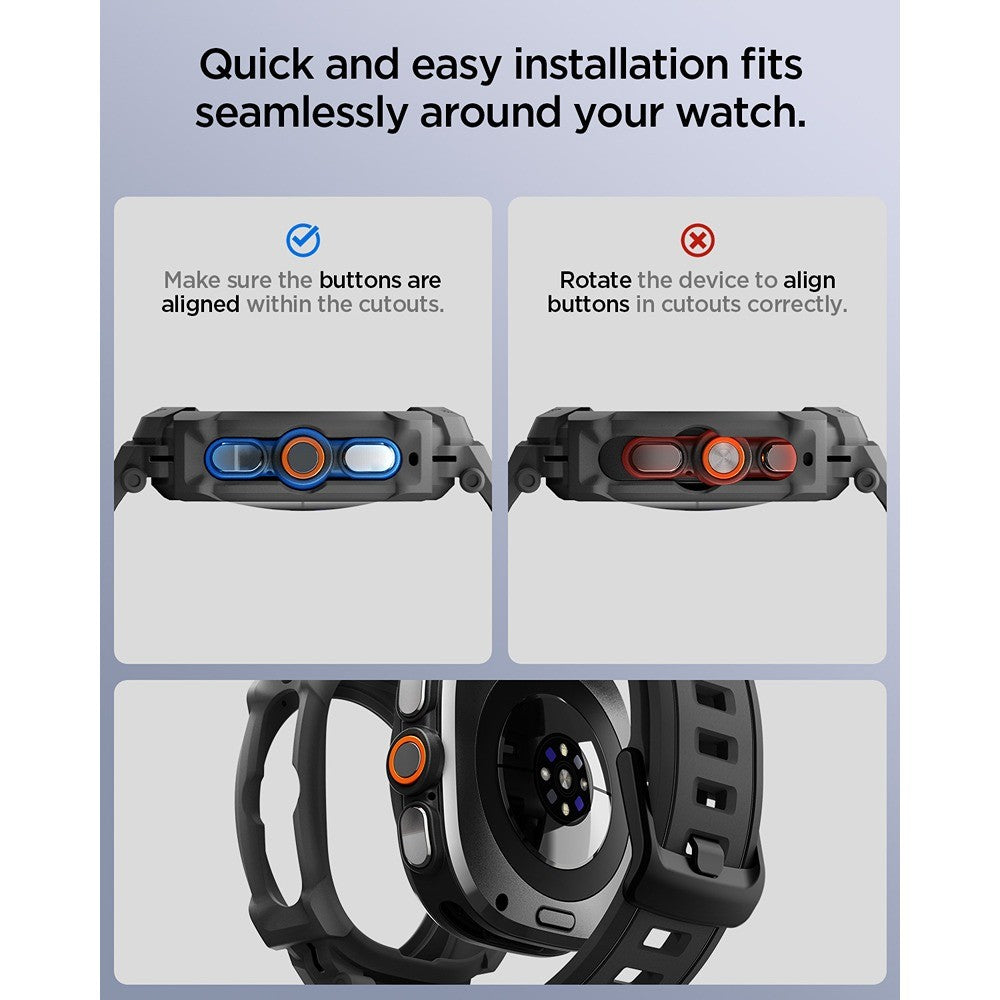 Spigen Samsung Galaxy Watch Ultra 2 47mm Armband och Skal Rugged Armor Pro Matte Black