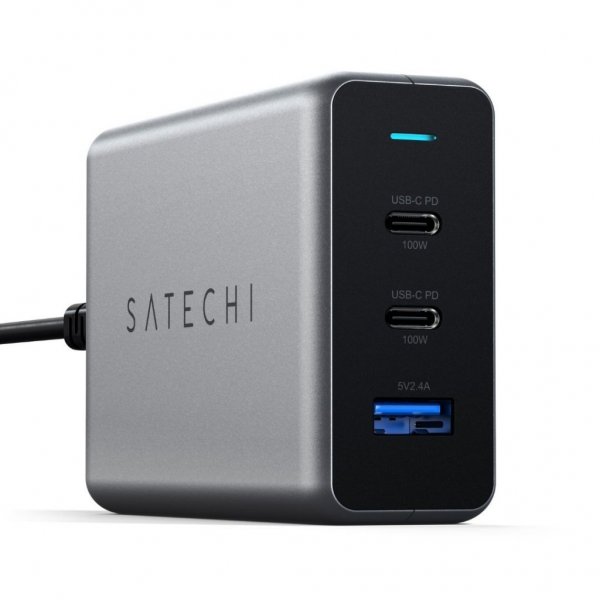 Satechi 100W GaN PD rejseoplader med dobbelte USB-C og USB-A porte