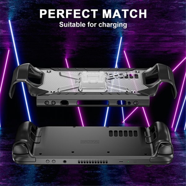 Steam Deck Etui med Stativ Sort Transparent