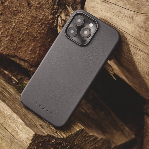 Mujjo iPhone 16 Pro Cover Læderetui Steel Blue