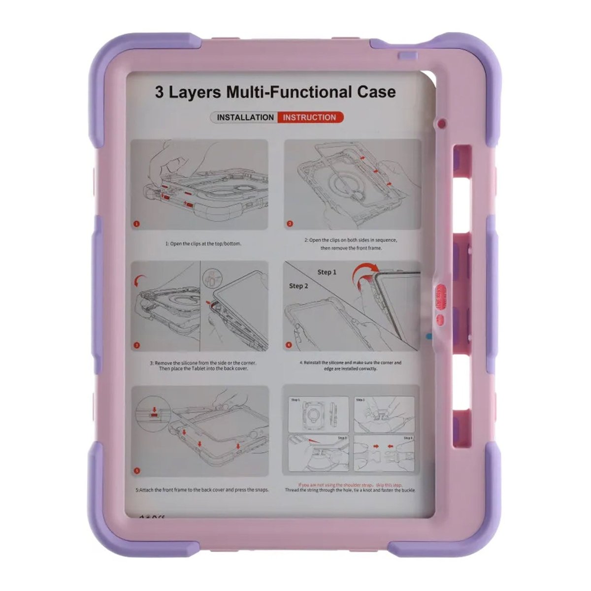 iPad 11 (A16)/iPad 10.9 (gen 10) Cover med stativ og Håndstrop Lyserød Lilla