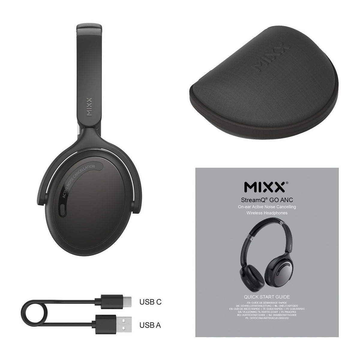 Mixx Trådløse On-Ear Høretelefoner StreamQ Go ANC Sort