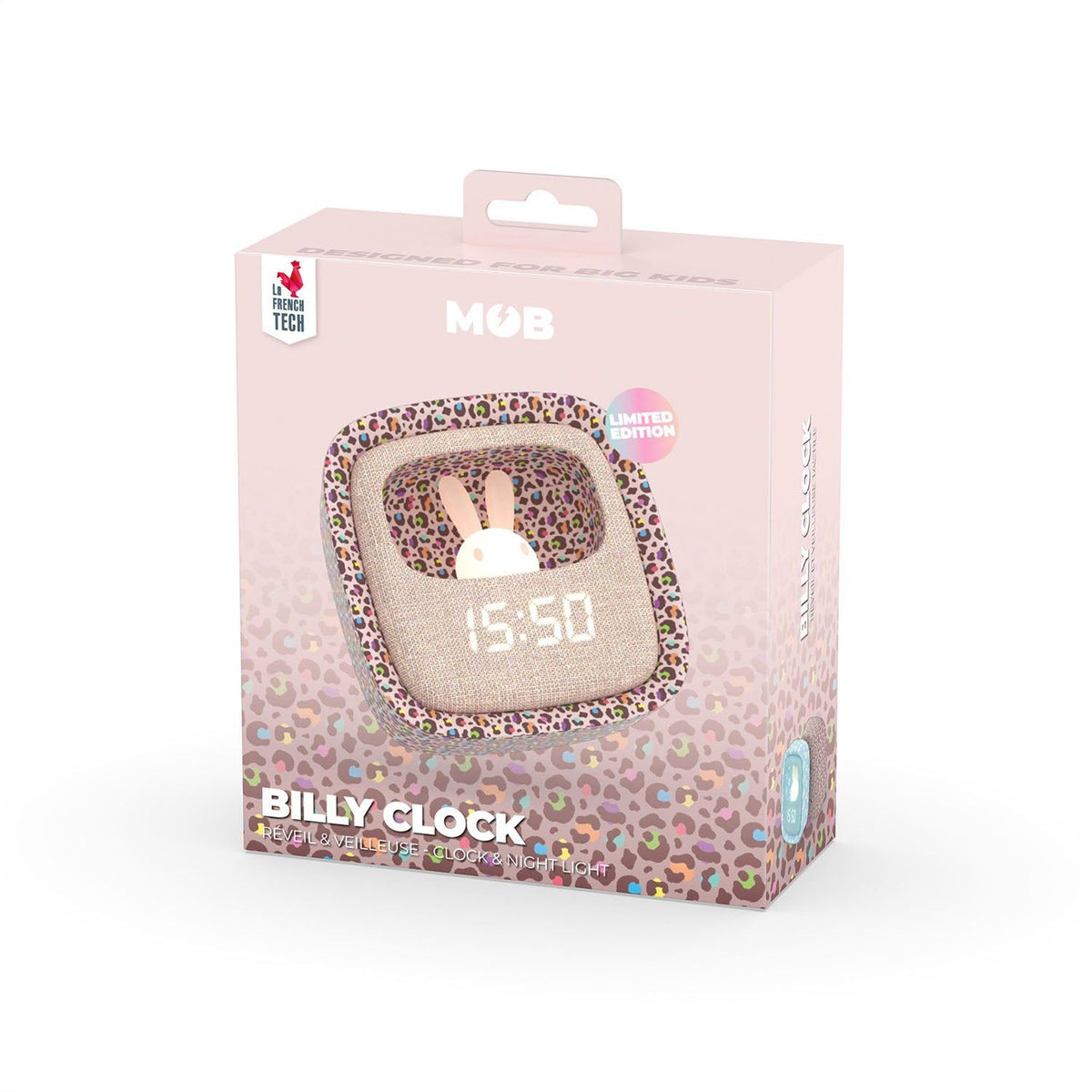 Mobility on Board Vækkeur med Natlys Billy Clock Rainbow Leopard