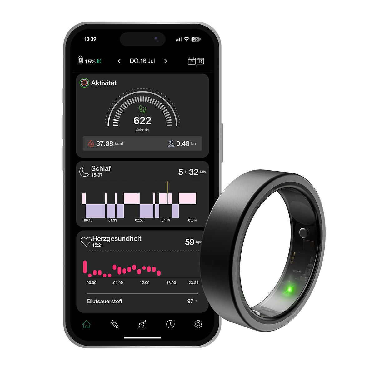 Hama Smart Ring One Størrelse 8 Sort