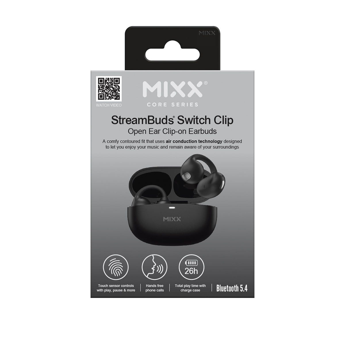 Mixx Trådløse Open-Ear Høretelefoner StreamBuds Switch Clips Sort