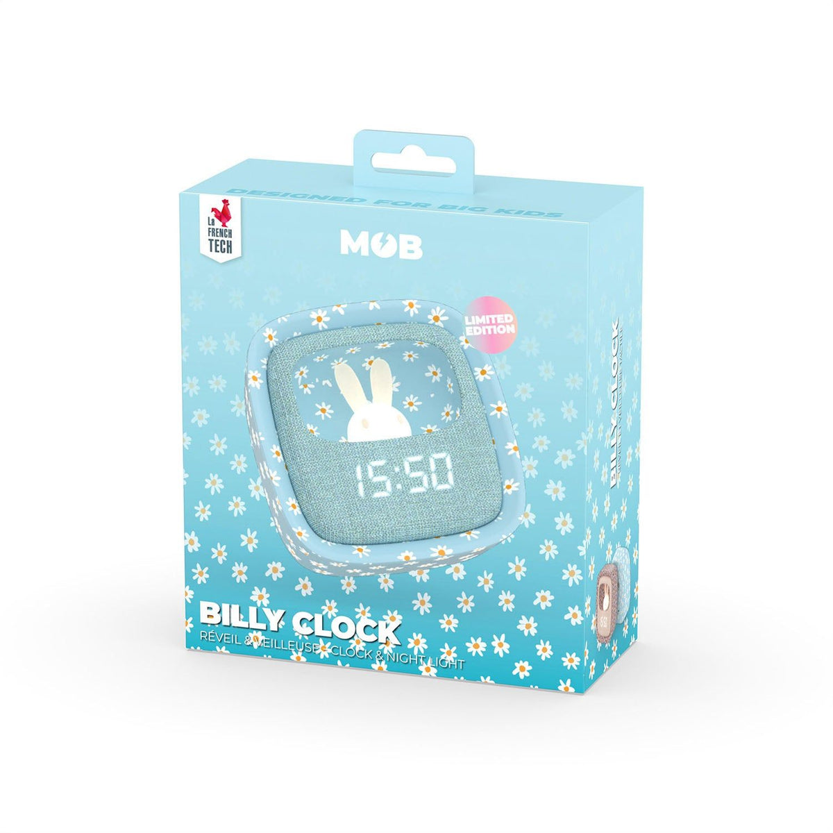 Mobility on Board Vækkeur med Natlys Billy Clock Blue Flower