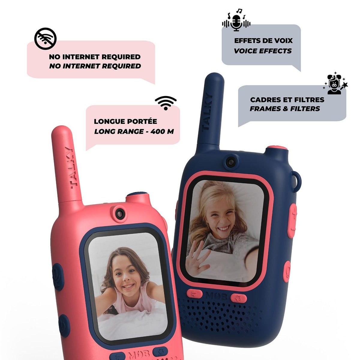 Mobility on Board Walkie Talkie Video Talky Cutie Blå og Lyserød