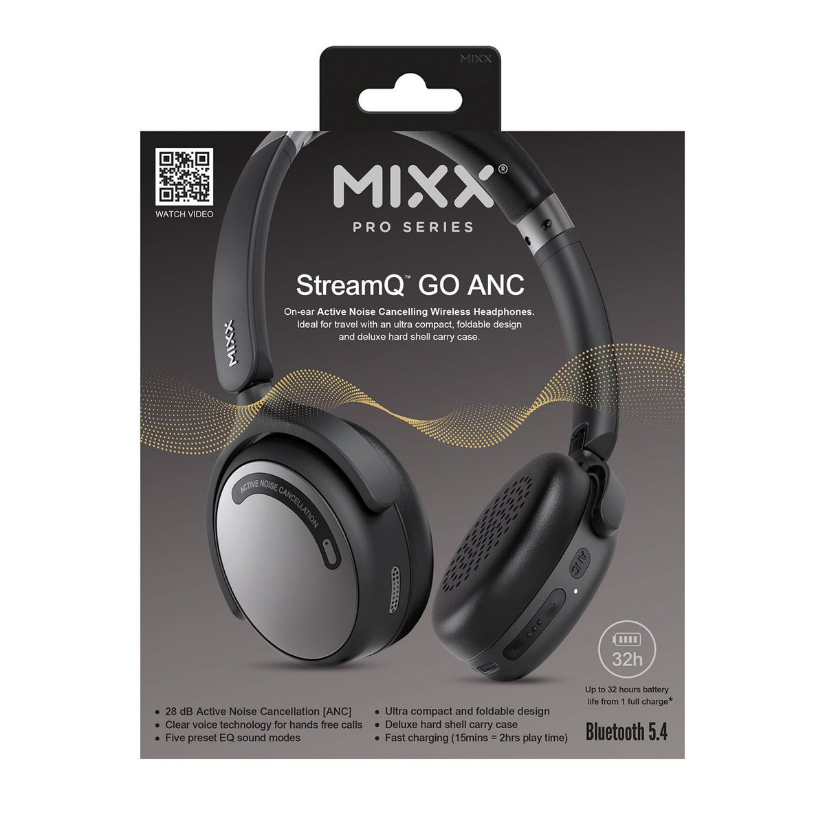 Mixx Trådløse On-Ear Høretelefoner StreamQ Go ANC Sort