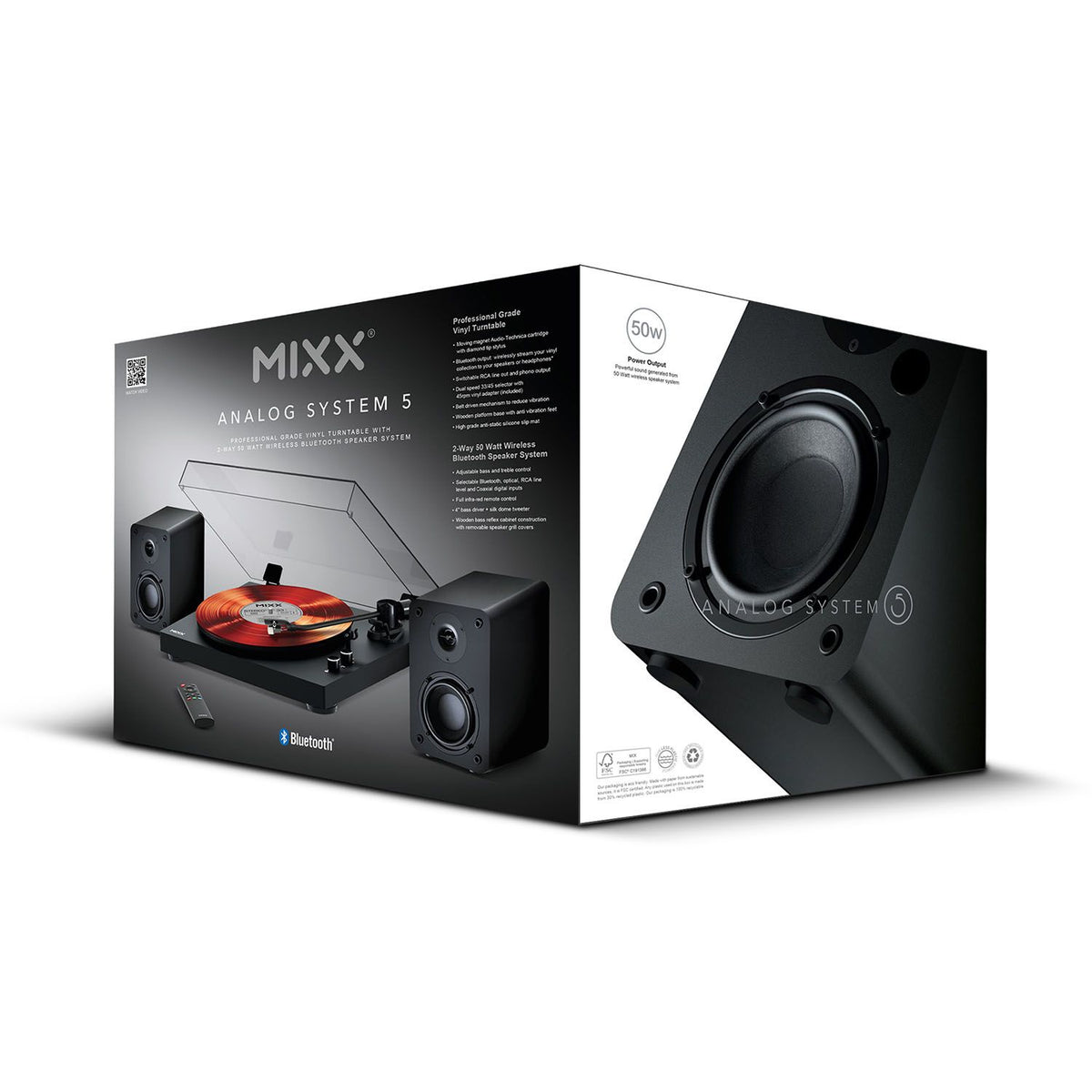 Mixx System 5 Vinyl-Afspiller Stereo med Højtalere Sort