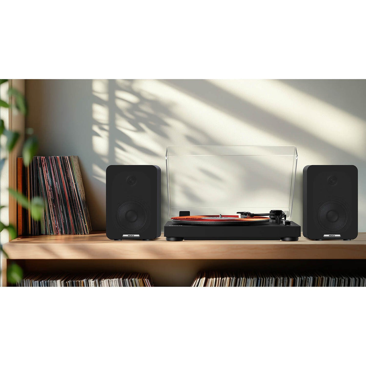 Mixx System 5 Vinyl-Afspiller Stereo med Højtalere Sort