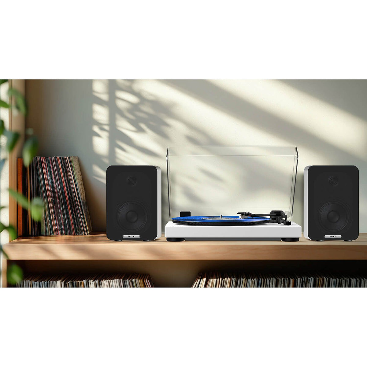 Mixx System 5 Vinyl-Afspiller Stereo med Højtalere Hvid