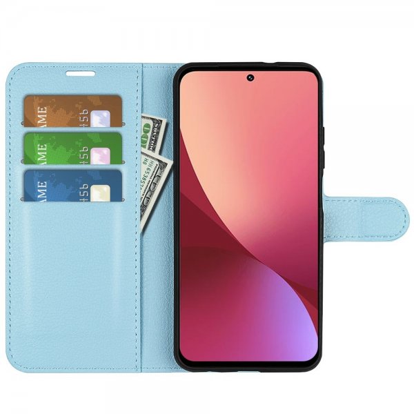 Xiaomi 12 Pro Cover Litchi Blå
