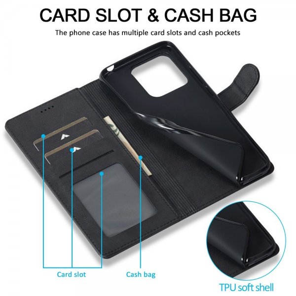Lc.Imeeke Xiaomi 14T Cover med Kortlomme Stativfunktion Sort