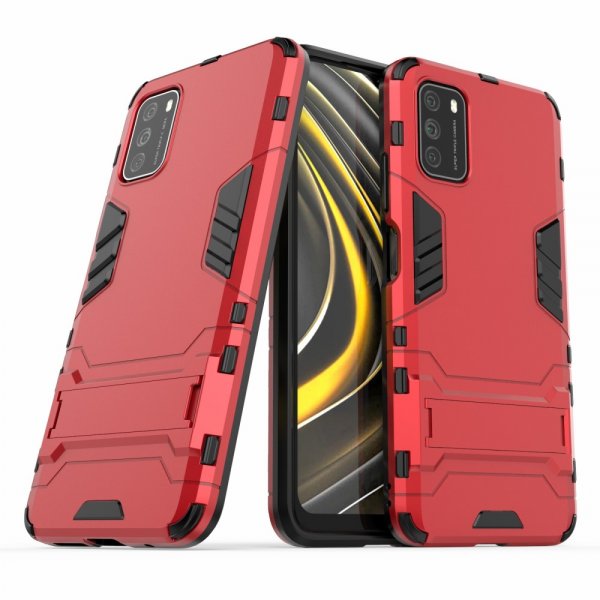 Xiaomi Poco M3 Cover Armor Stativfunktion Rød