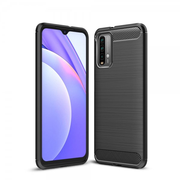 Xiaomi Poco M3 Cover Børstet Kulfibertekstur Sort