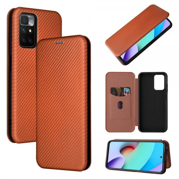 Xiaomi Redmi 10 Cover Kulfibertekstur Brun