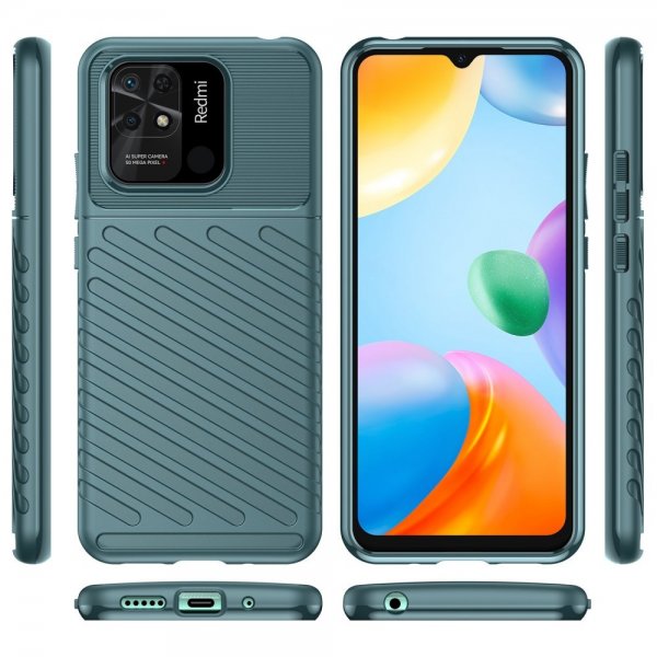 Xiaomi Redmi 10C Cover Thunder Series Grøn