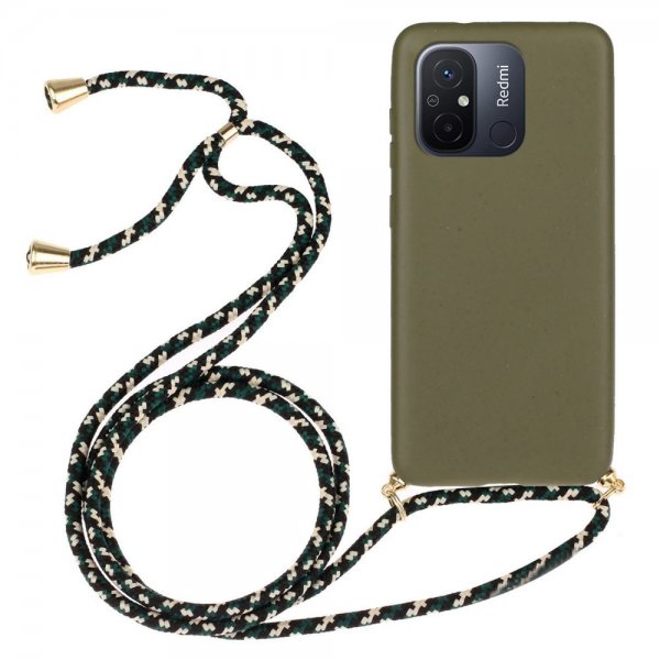 Xiaomi Redmi 12C Cover Hvedestrå med Rem Grøn