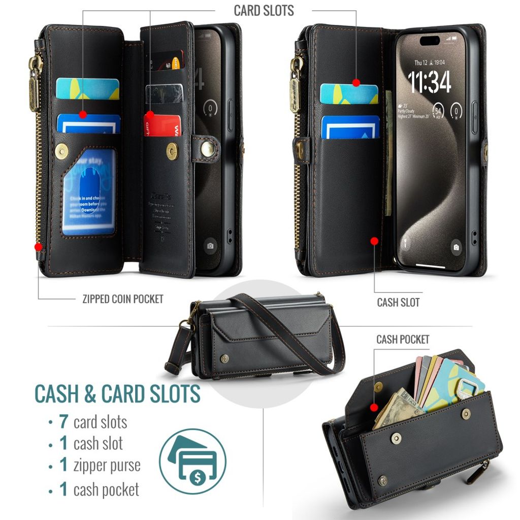 CaseMe iPhone 15 Pro Etui C36 Series Sort