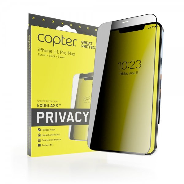 Copter iPhone Xs Max/11 Pro Max Skærmbeskytter Exoglass Curved Privacy