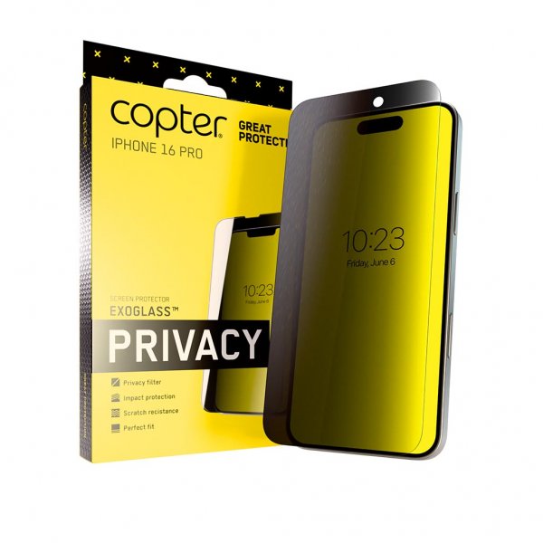 Copter iPhone 16 Pro Skærmbeskytter Exoglass Flat Privacy