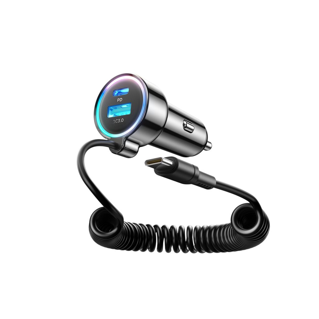 SiGN 3-i-1 hurtig Biloplader med 1,5 m USB-C-kabel 90W
