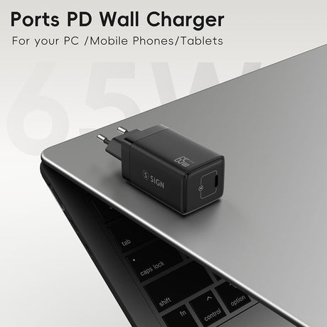 SiGN 65W Hurtiglader USB-C PD Sort