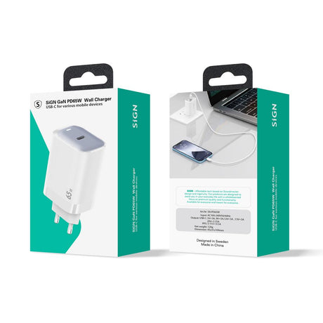 SiGN 65W Hurtiglader USB-C PD Hvid