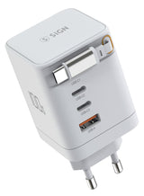 SiGN 100W GaN Hurtiglader med udtrækbar USB-C-kabel Hvid
