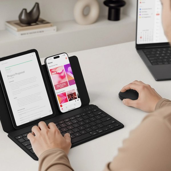 Satechi OntheGo Bluetooth Tastatur med Stativ Sort