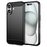 iPhone 16 Cover Børstet Kulfibertekstur Sort