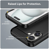 iPhone 16 Plus Cover Børstet Kulfibertekstur Sort