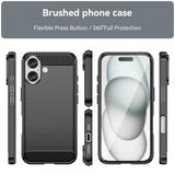 iPhone 16 Plus Cover Børstet Kulfibertekstur Sort