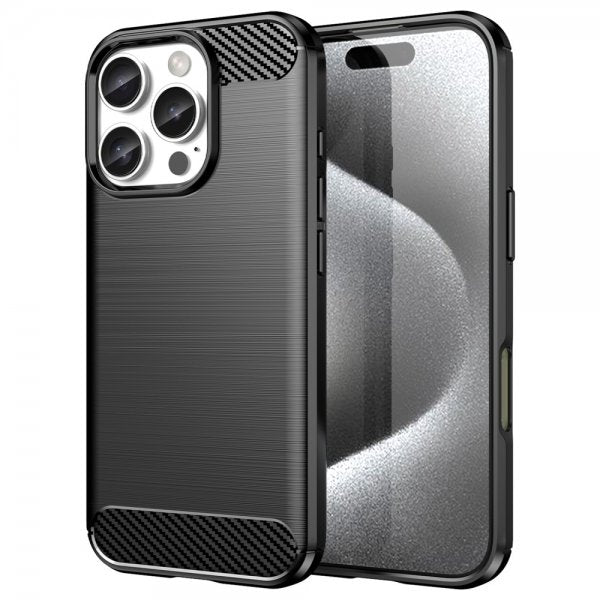 iPhone 16 Pro Max Cover Børstet Kulfibertekstur Sort