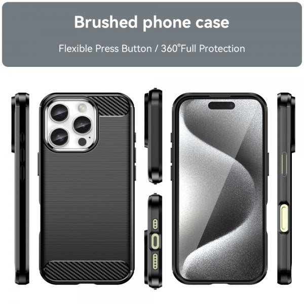 iPhone 16 Pro Max Cover Børstet Kulfibertekstur Sort