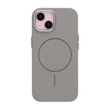 iPhone 15 Cover Kulfibermønster MagSafe Grå