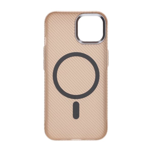 iPhone 15 Cover Kulfibermønster MagSafe Guld