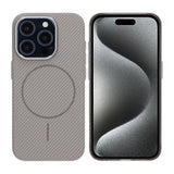 iPhone 15 Pro Cover Kulfiber Mønster MagSafe Grå