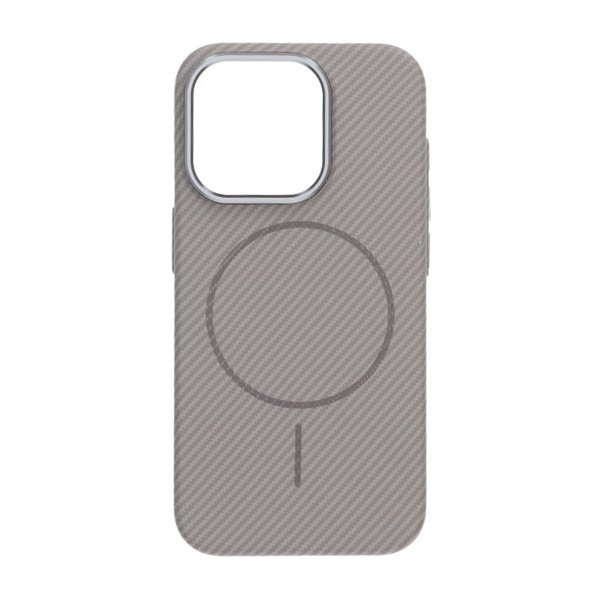 iPhone 15 Pro Cover Kulfiber Mønster MagSafe Grå